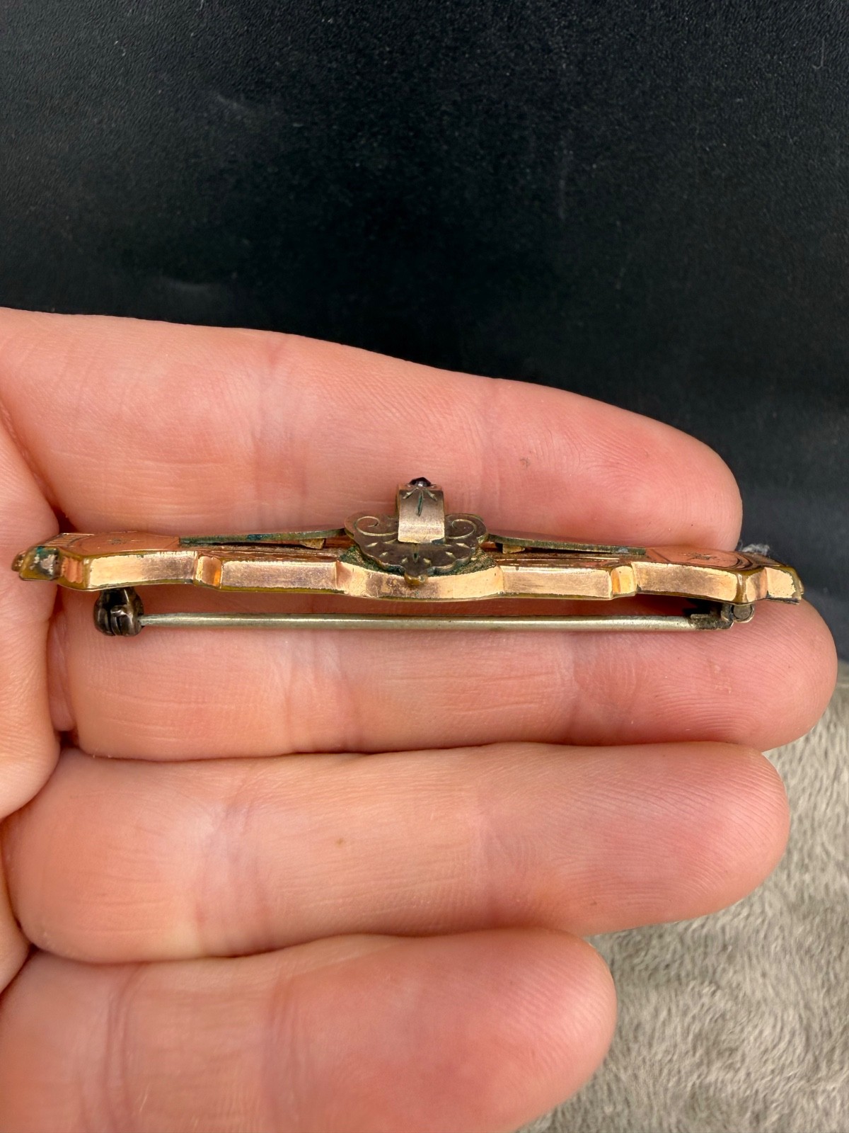 Vintage Edwardian Gold Filled Bar Brooch Renaissance Revival