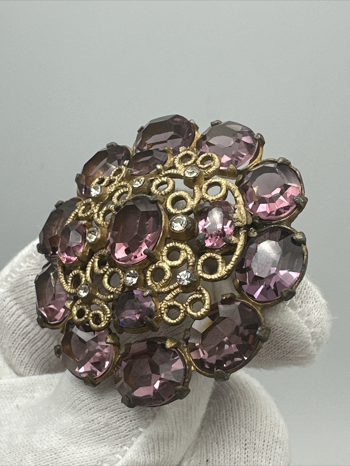 Antique Austrian Purple Crystal Brooch #746