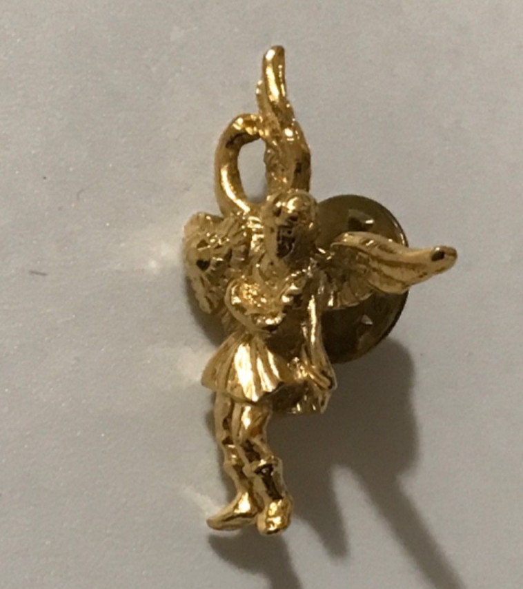 Vtg Kirks Folly Cupid Brooch Lapel Pin Gold Tone Valentine’s Day Angel Tie Tack