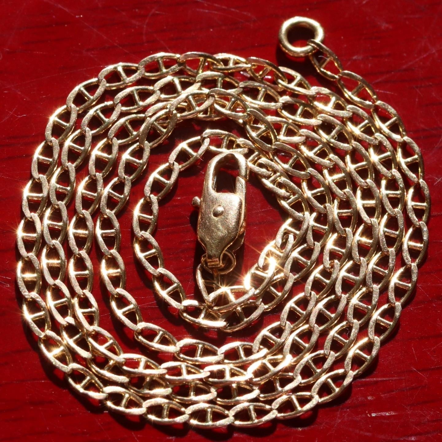 14k yellow gold necklace 18.75″ anchor / mariner link chain vintage 4.25gr N3642