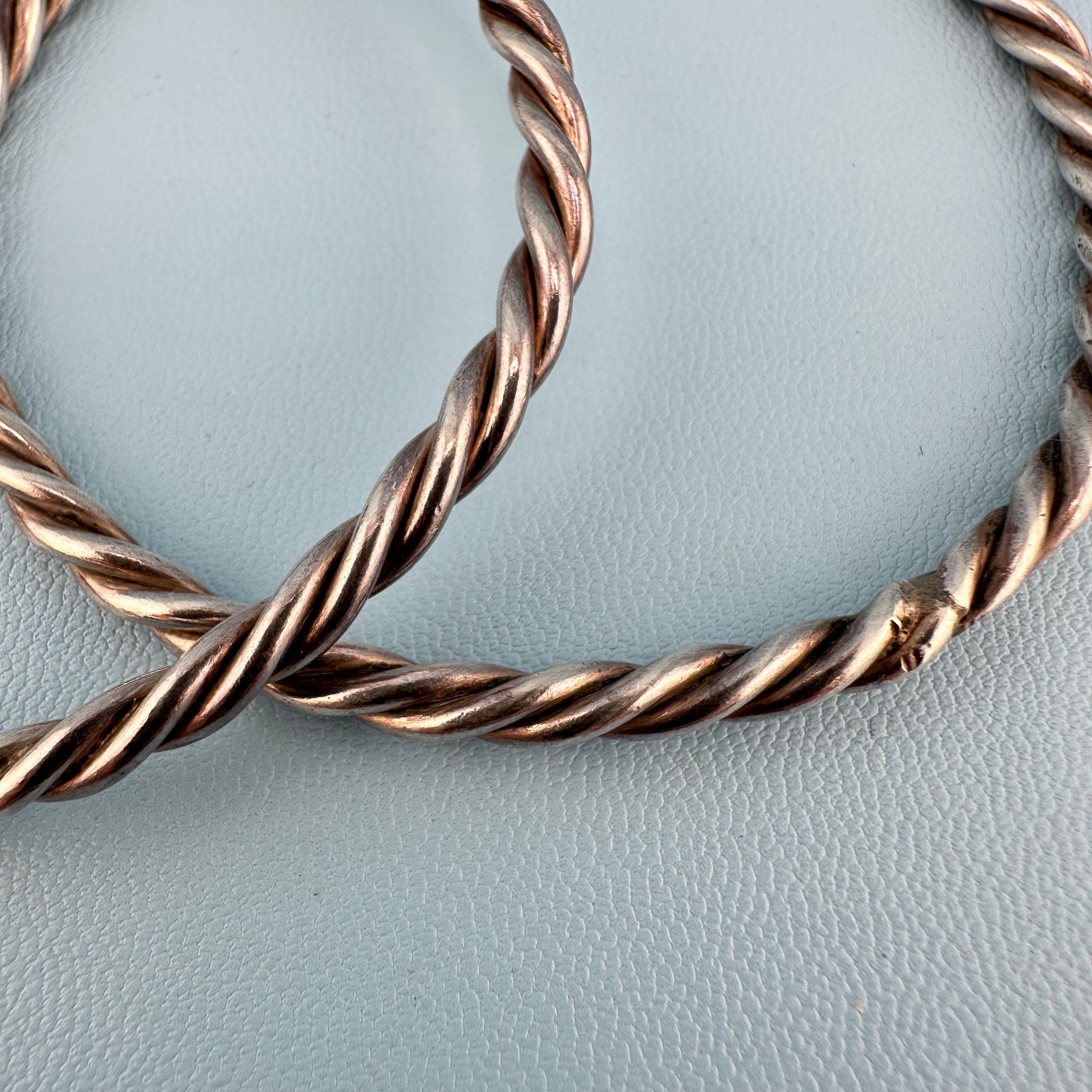 Vintage Sterling Silver Bangle Bracelet Lot Twisted Rope Texture 6.75″ Stackable