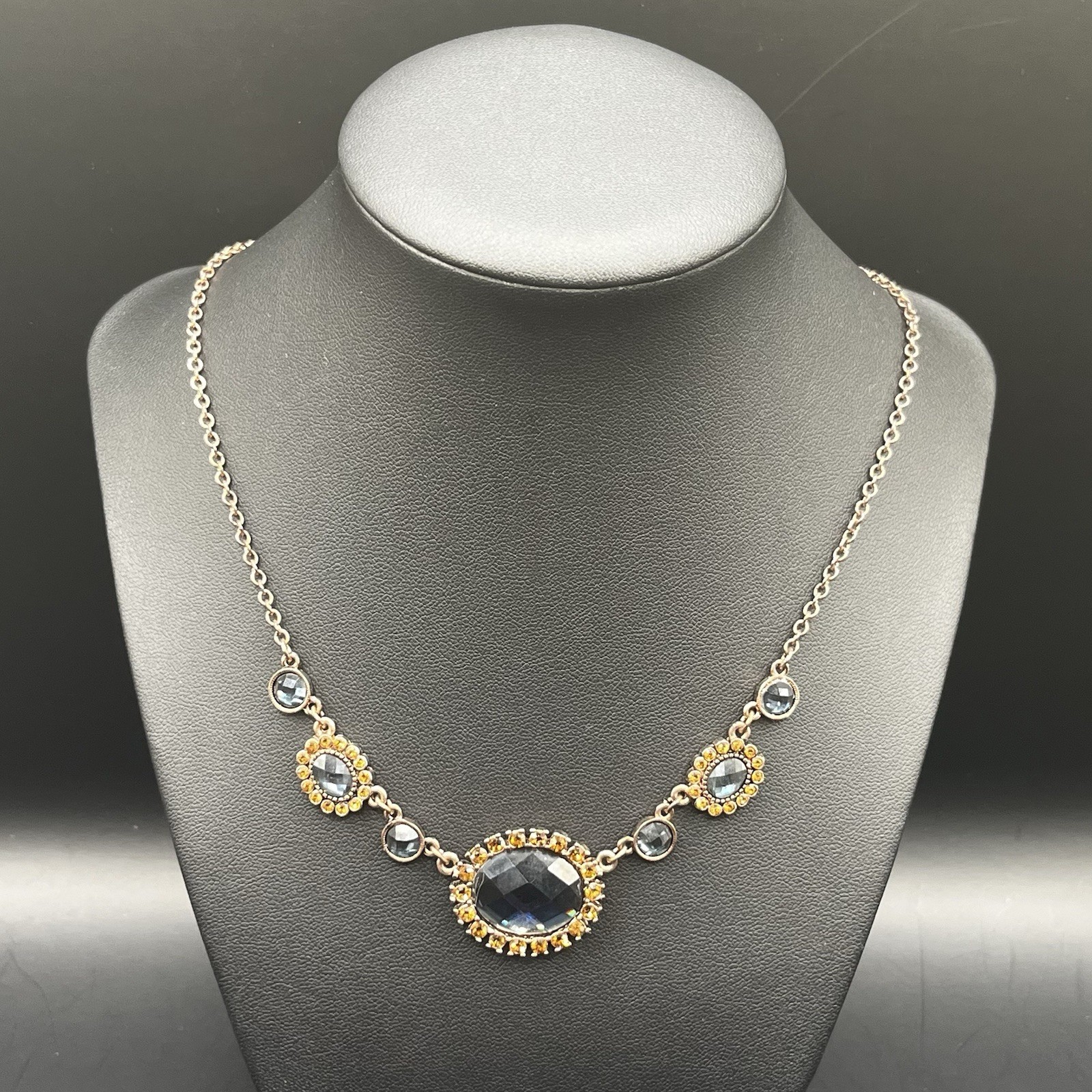 2028 By 1928 Brand Rhinestone Flower Copper Tone Necklace 15-18” ***READ NOTES