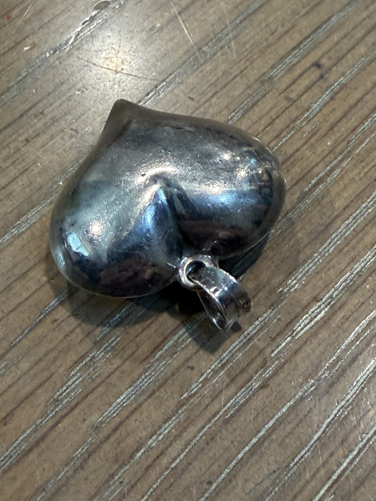 Vintage Sterling Silver Large Puff Heart Pendant (1-1/4”)