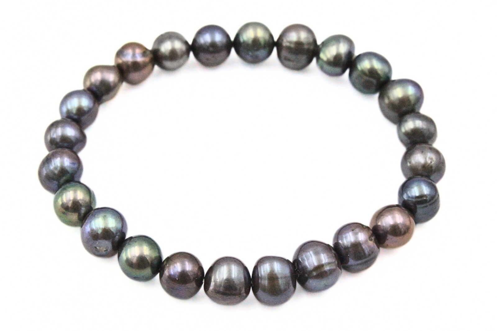 Gorgeous Peacock Black Iridescent Freshwater Contemporary HSN Stretch Bracelet