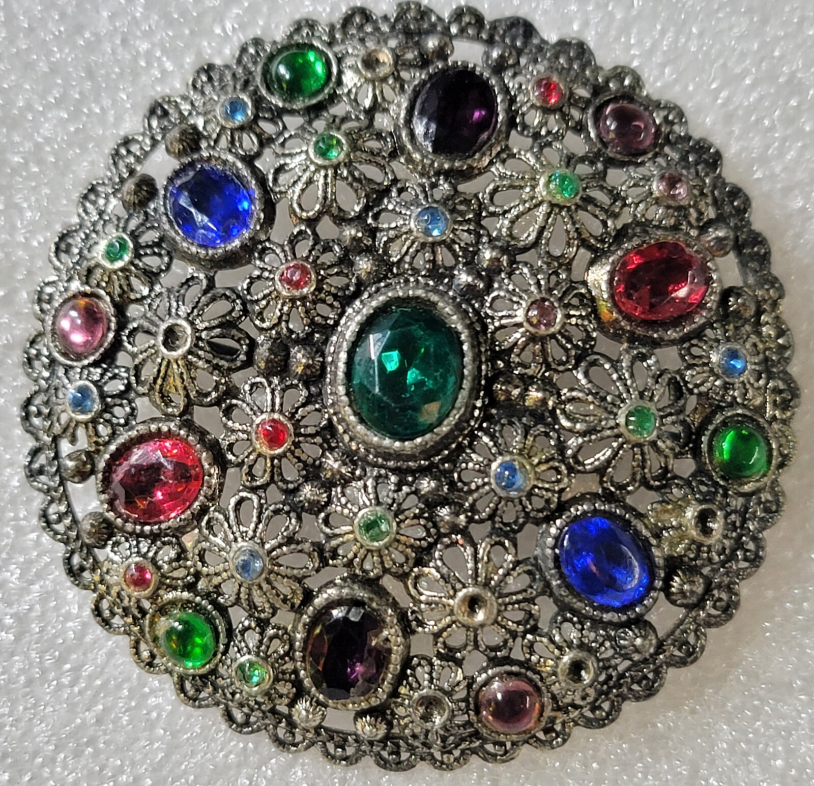 Art Deco Multi Colored RS New England Glass Works NE/Chalice Signed Brooch