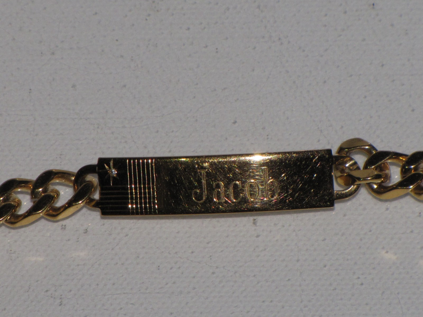 Vintage Speidel USA Personalized ID Bracelet Gold Tone Diamond Accent Mens