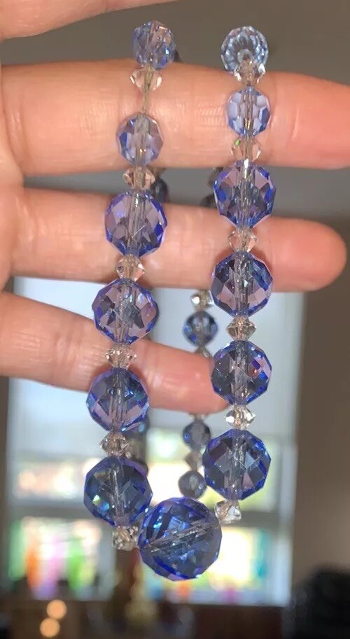 Gorgeous 1930’s German Sterling Graduated Glass Art Deco Crystal Necklace🔥Sign