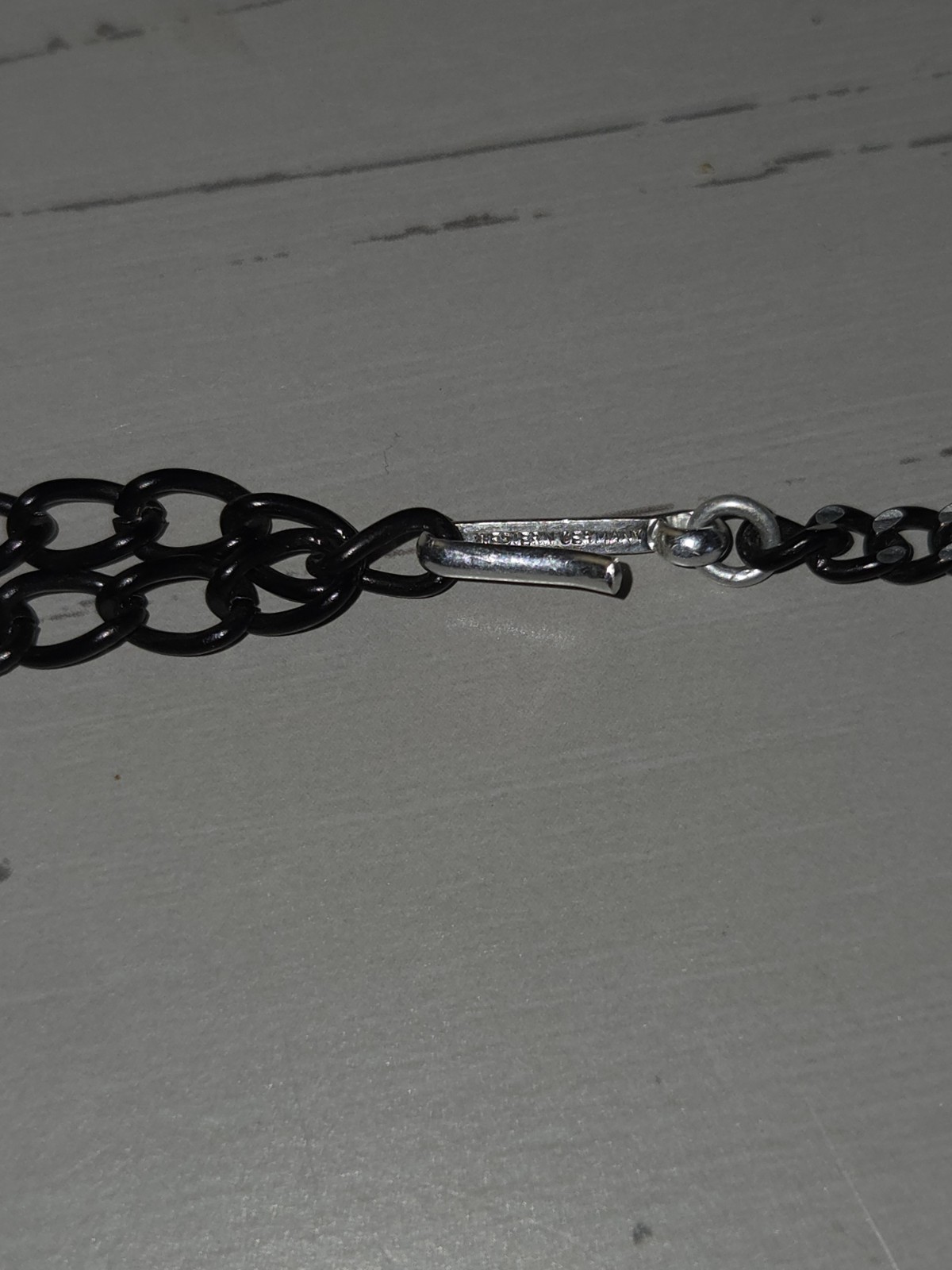 Vintage Western Germany Black And Silver Chain Necklace With 3 Large Ball Beads