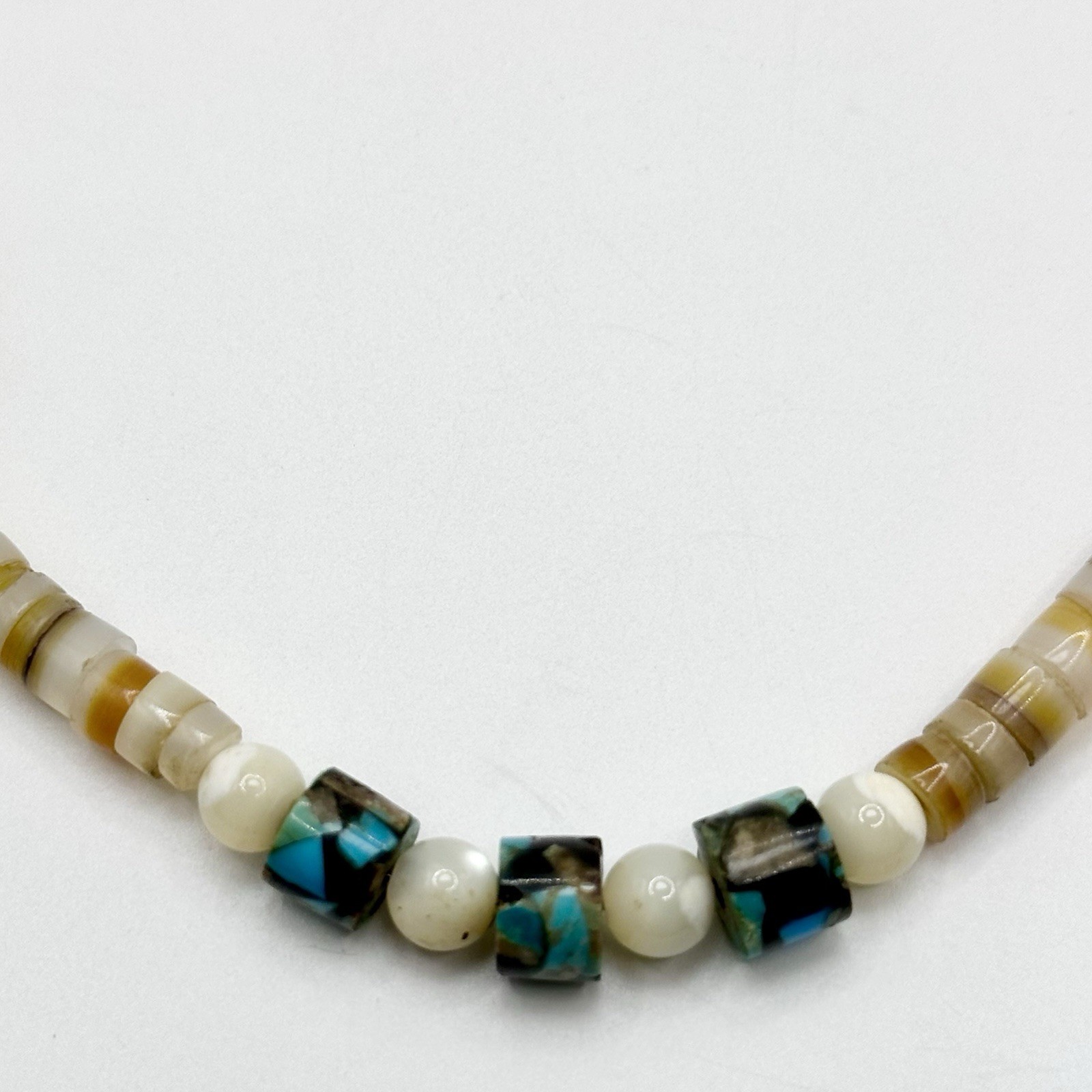 Vintage Heishi Shell Bead Necklace Mother Of Pearl Southwestern Boho Beach 20”