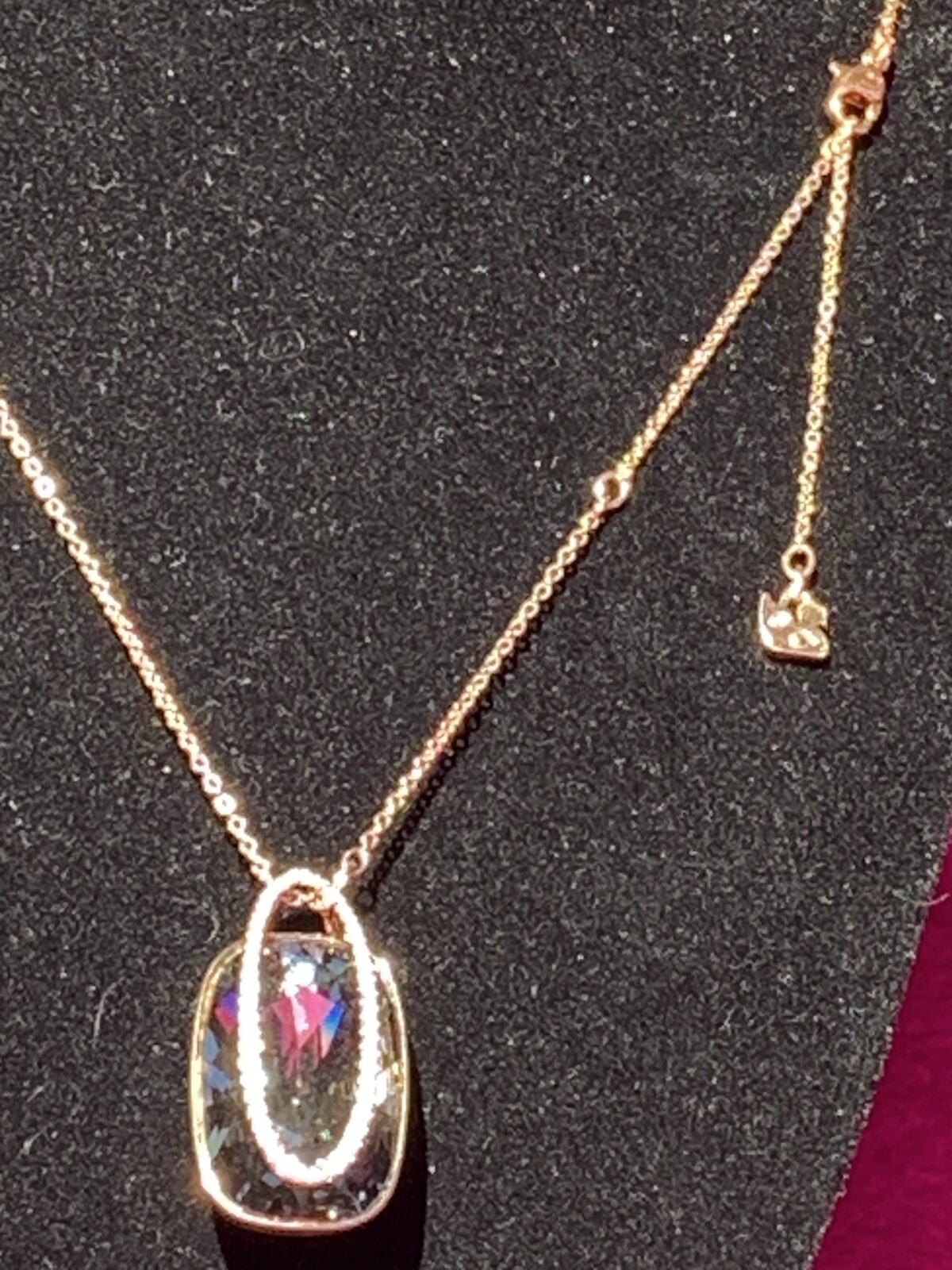 💎RARE – SWAROVSKI (Signed) Stunning “SILVER NIGHT” Pendant Necklace Rose Gold💎