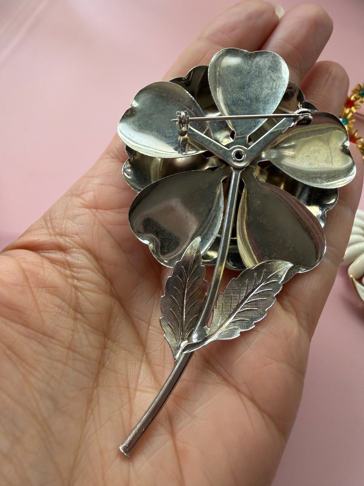 Vintage Brooch Lot Gold Silver Tone Floral Leaf Rhinestone 50s 60s 80s