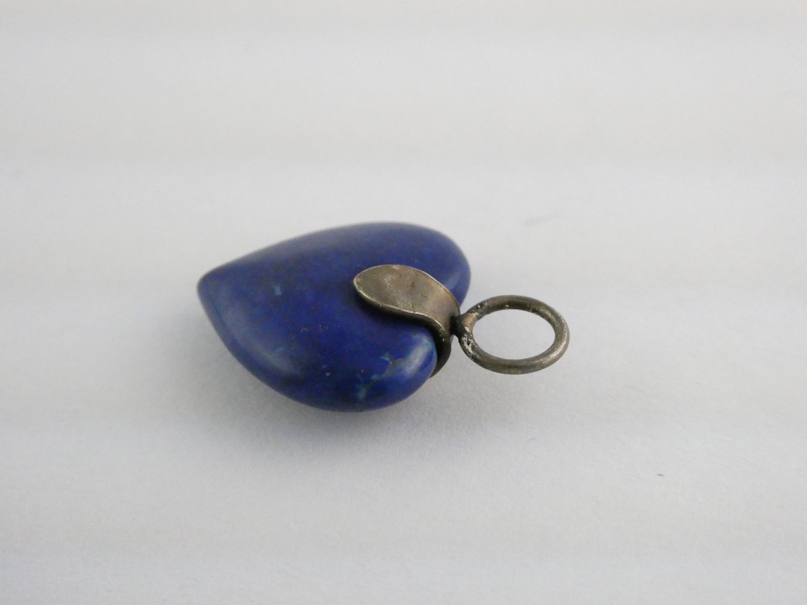 Sterling Silver Lapis Lazuli Heart Charm 1.9g NEEDS BAIL .75 Inch Length