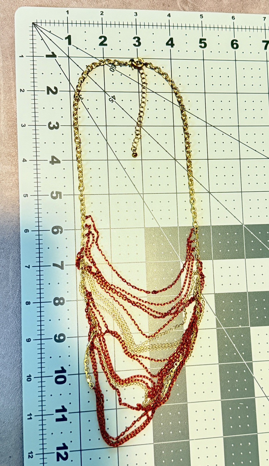 Red Orange Ombre Statement Festival Bib stunning Gold Layered Chain Necklace