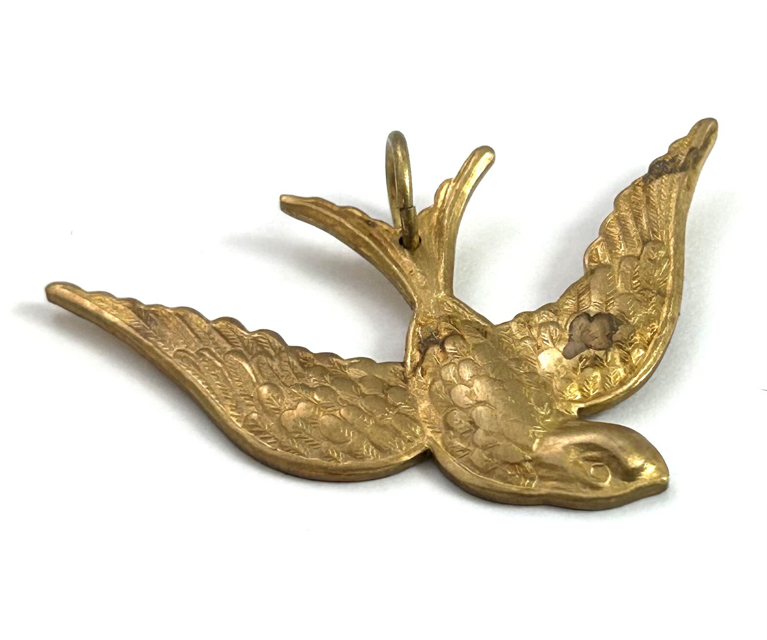 Vintage Charm Necklace Pendant Flying Bird Brass Jewelry – Tarnished As Is