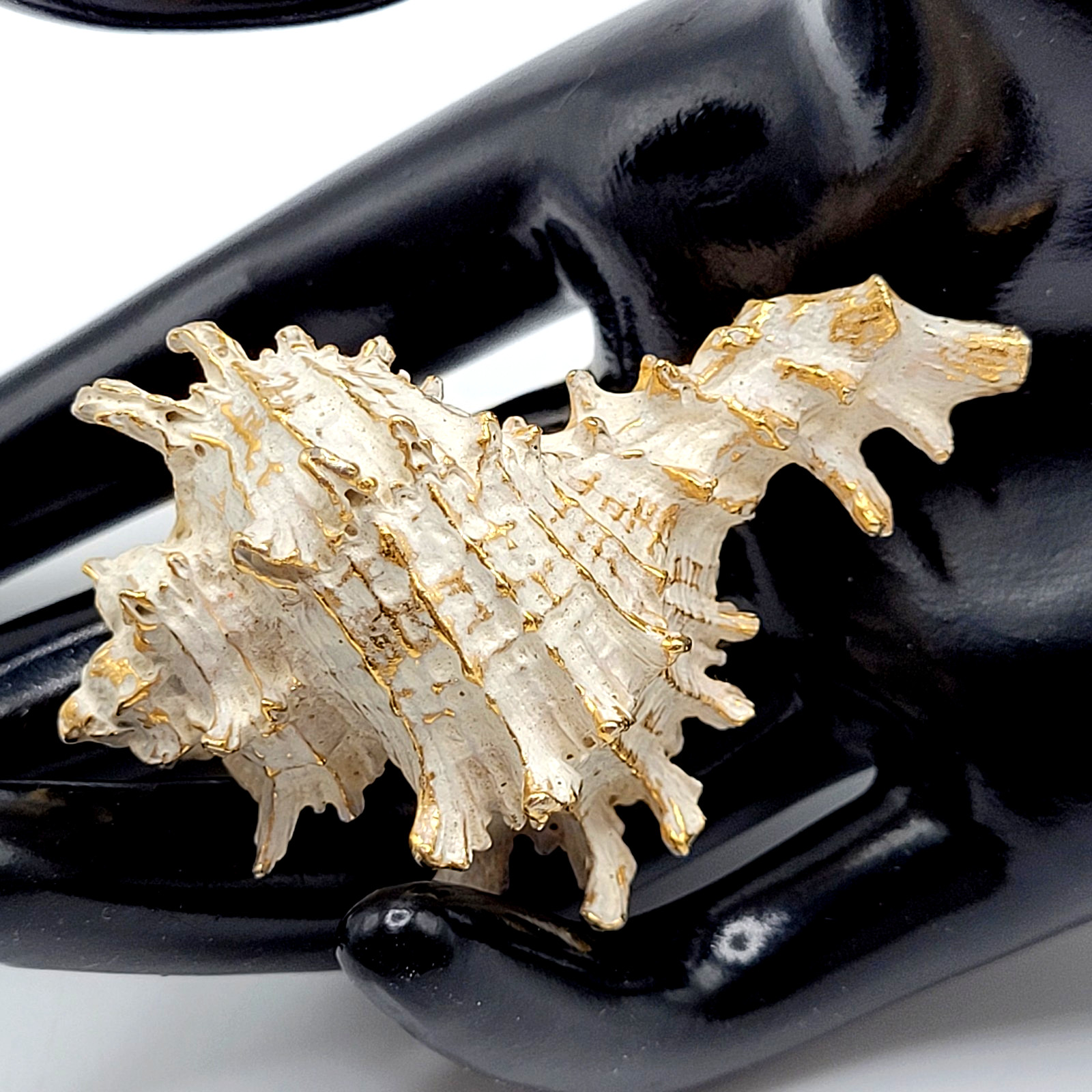 Zentall Gilded Branched Ramose Murex Spiked Conch Vintage Brooch Pin Rare