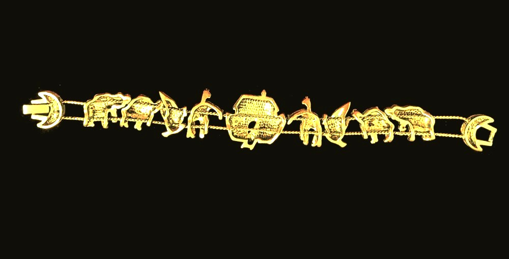 Noah’s Ark Slide Charm Bracelet Goldtone 7 1/2 Inches Long