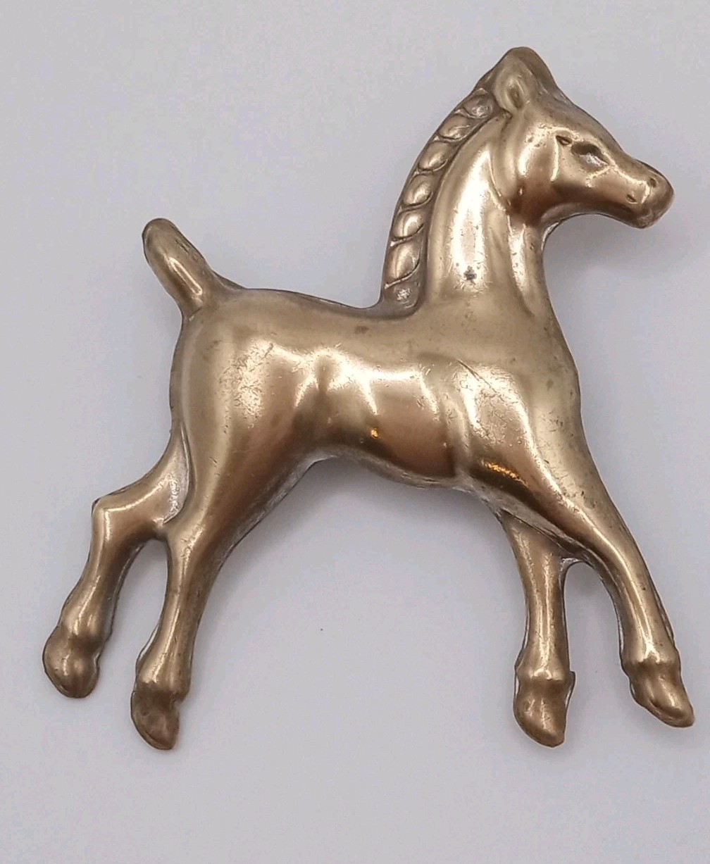 Small Spirited Horse Brooch Gold Tone equestrian, colt, foal, western