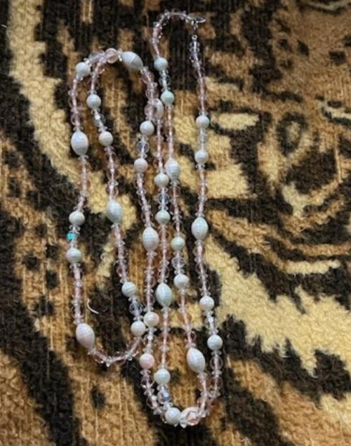Vintage Judy Lee Pink/White Pastel Colors Long Necklace Statement Piece!