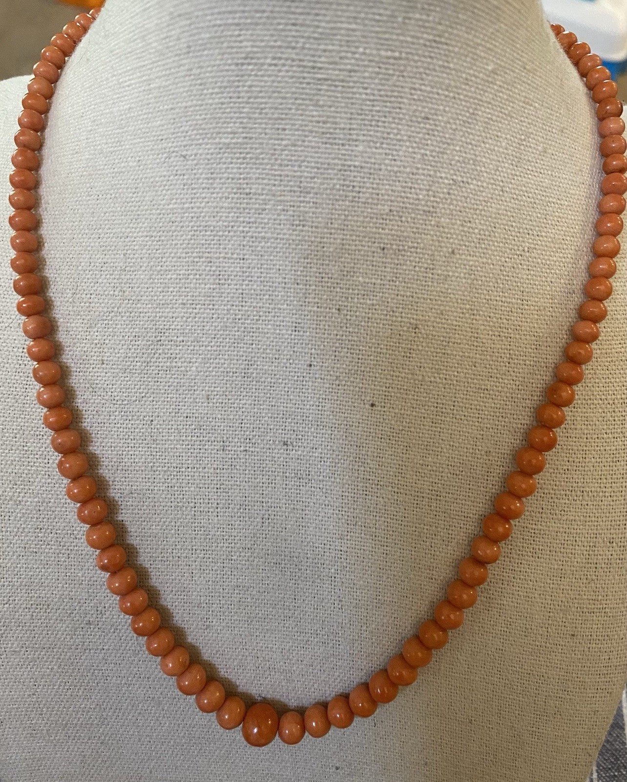 Vintage Orange Coral Graduated Beaded Necklace Broken Clasp Repair Rare 18”