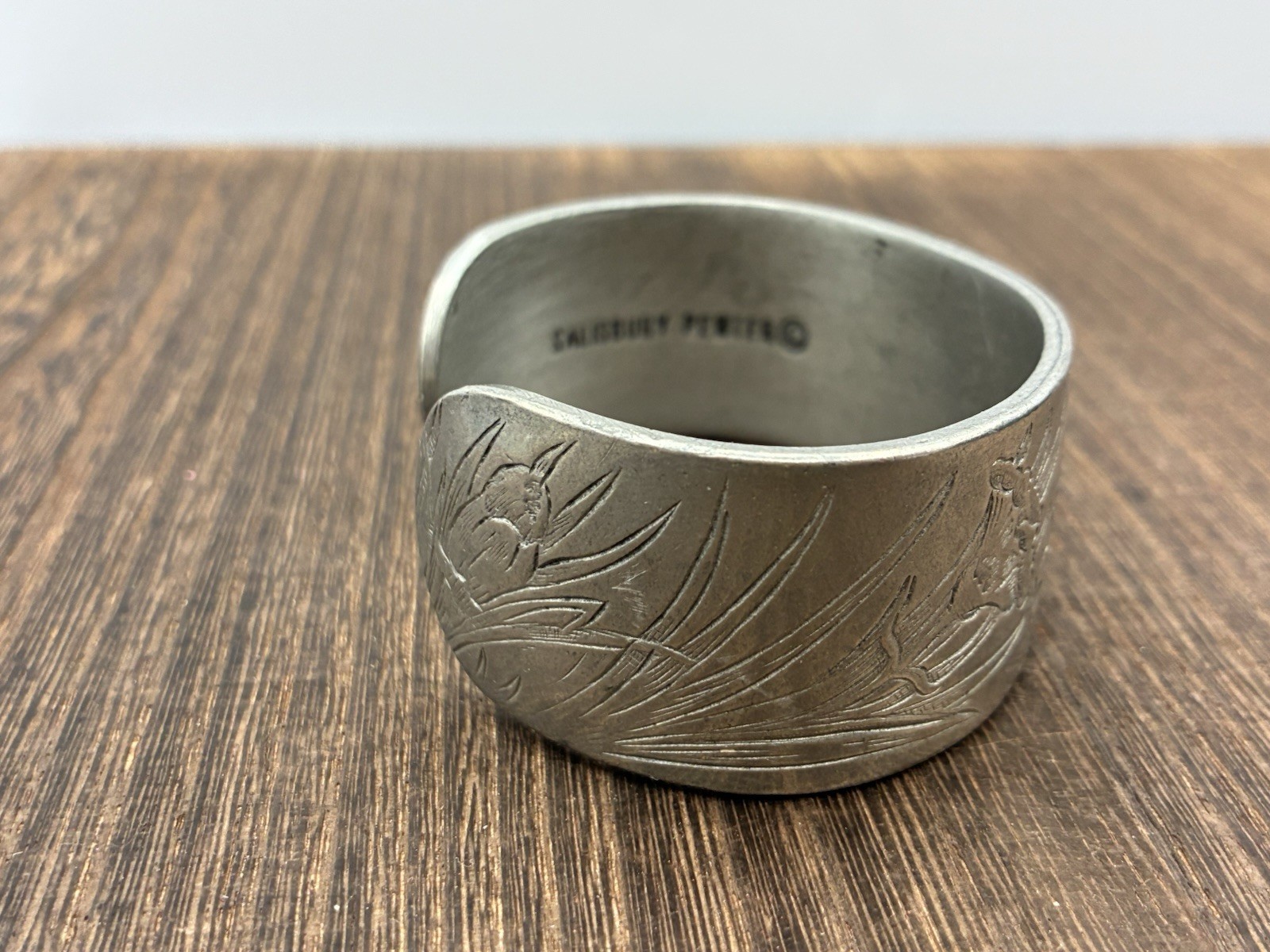 Salisbury Pewter Cuff Bracelet | Carnation “January” Flower Of The Month