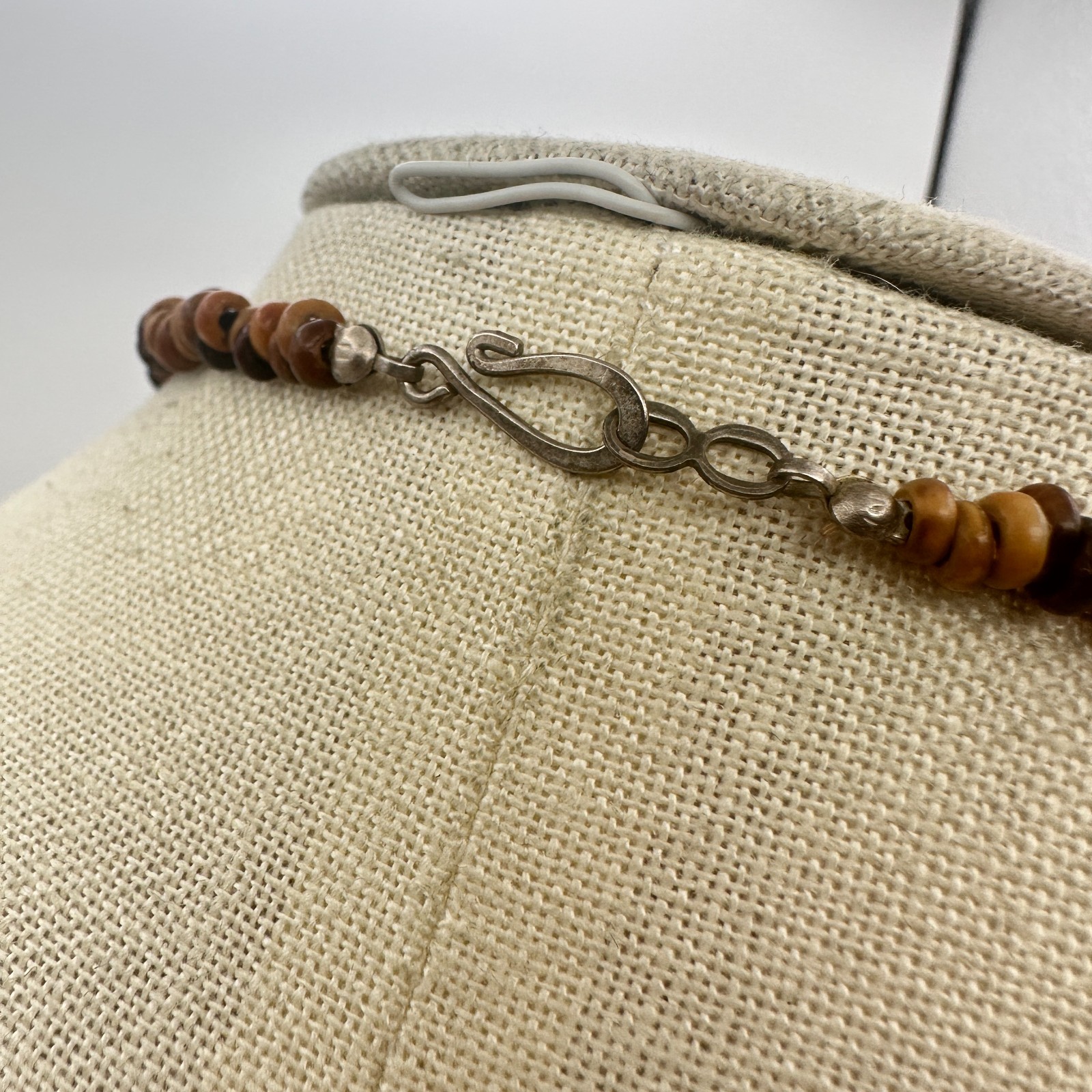 Vintage Southwestern Earthy Resin Pendant Hairpipe Necklace Boho Bead Statement