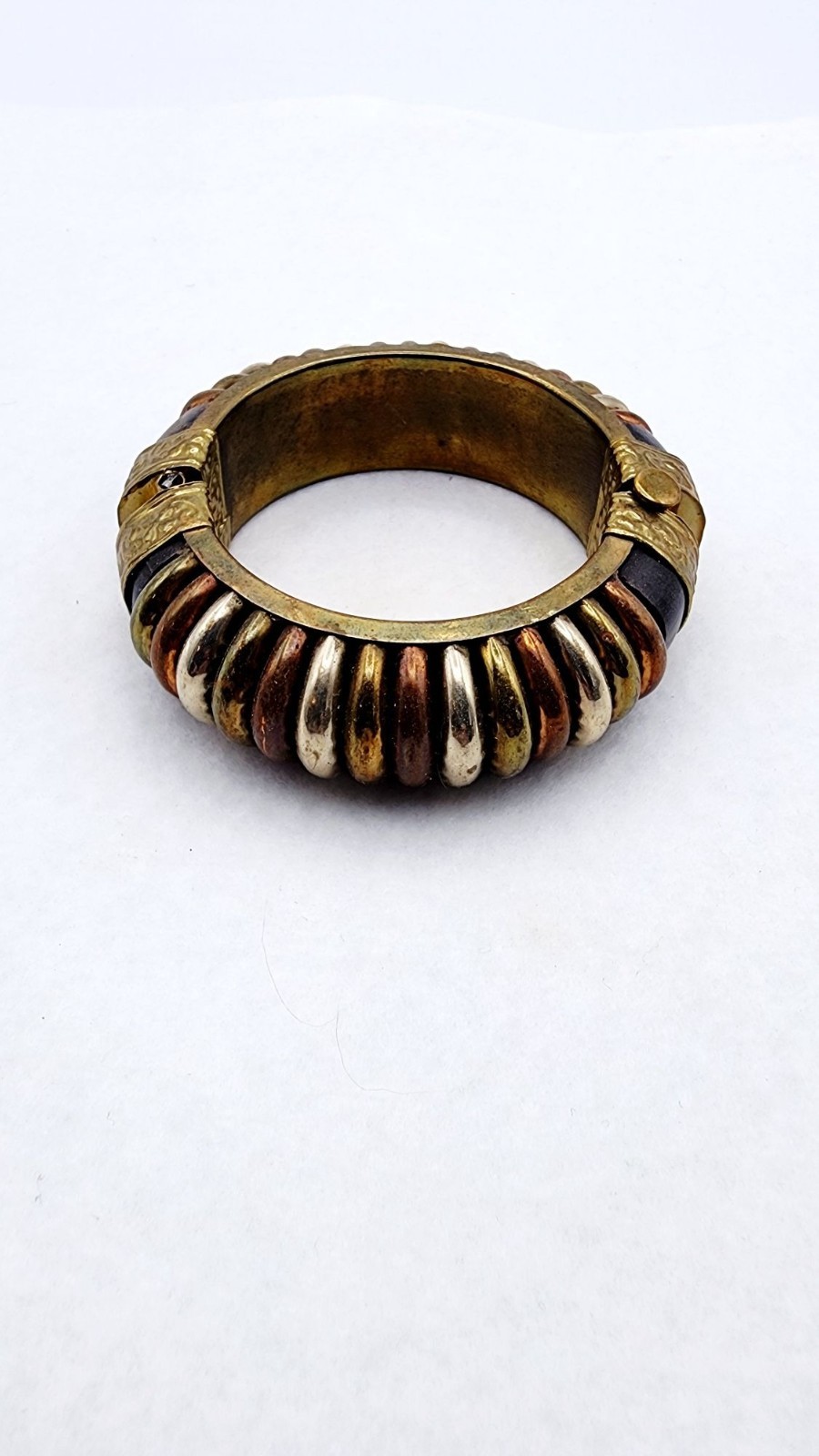 Vintage hindged Copper Cuff brass bracelet 7″
