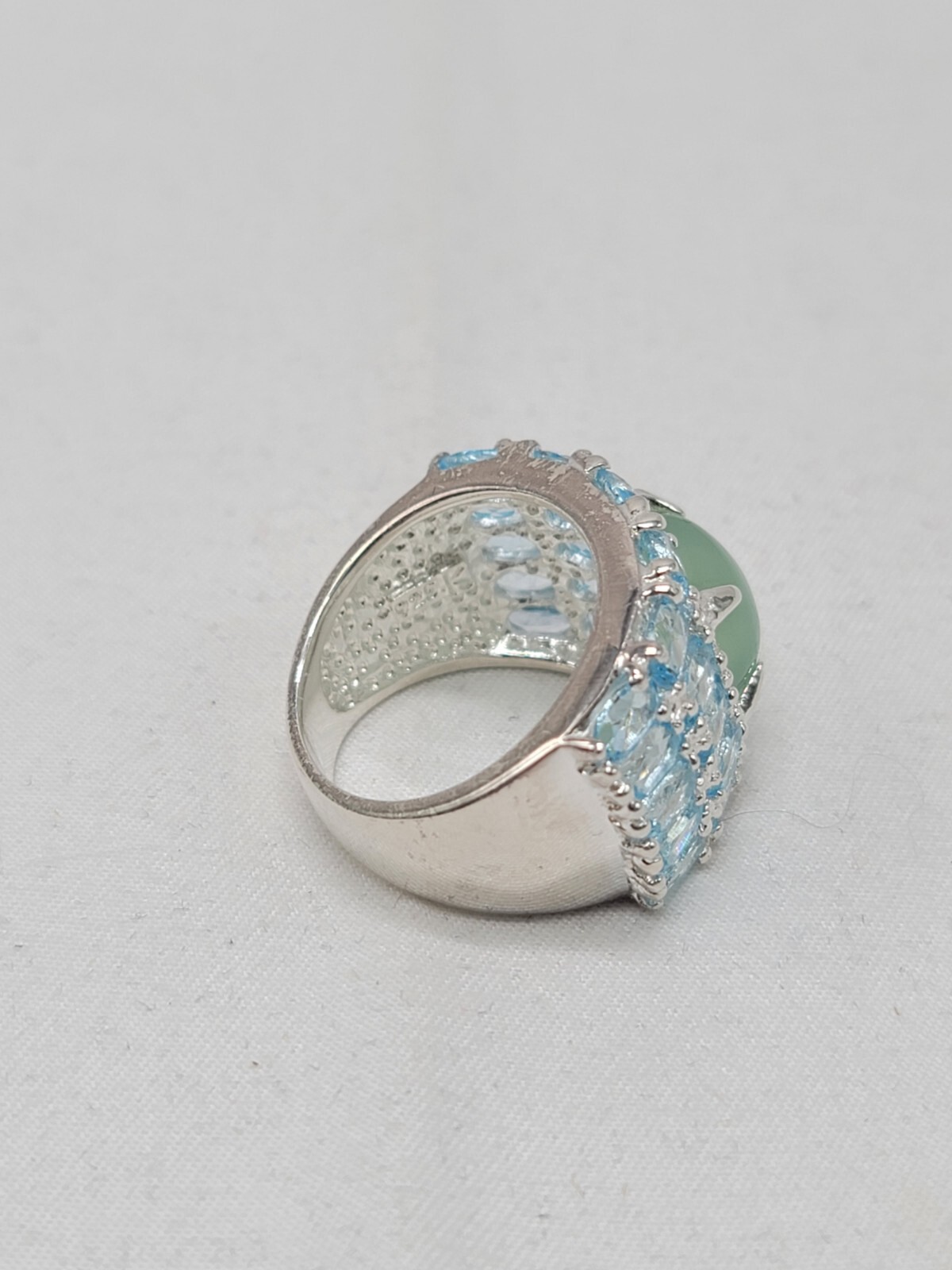 Chalcedony Blue Topaz Ring Size 7 Statement 925 Sterling Silver New In Box HSN