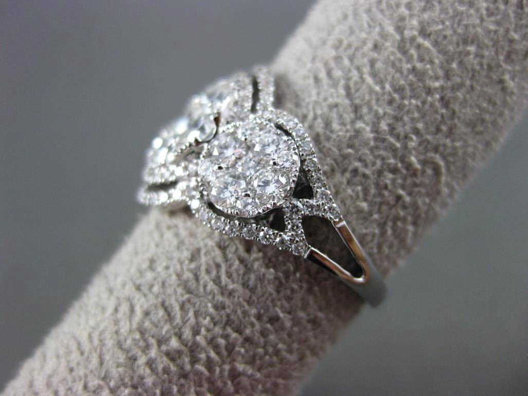 ESTATE LARGE 1.78CT DIAMOND 18KT WHITE GOLD HALO CLUSTER FUN RING E/F VS / VVS