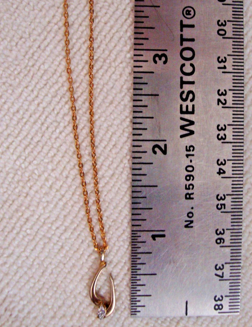 Vintage 14K Gold Filled Solitaire Pendant Faux Diamond Signed DEC with 17″ Chain