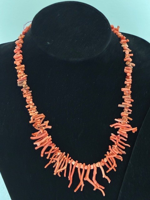Salmon Color Graduated Branch Coral (2) Strands (no clasp) total weight 72gm