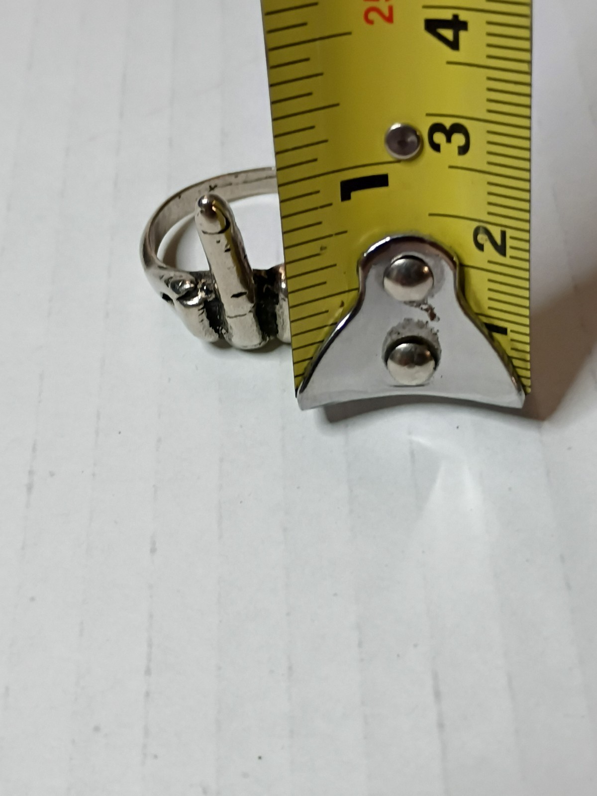 Vintage Metal Middle Finger Ring Size 13.75 Biker Retro Punk Rock Goth Crude