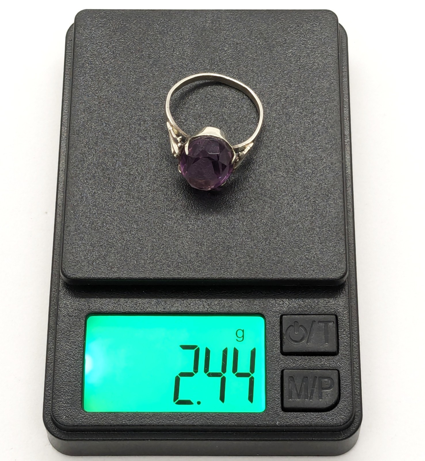 Vintage Soviet RING Silver⭐️875 Star stamp with Amethyst -size: 7US (17mm) | #73