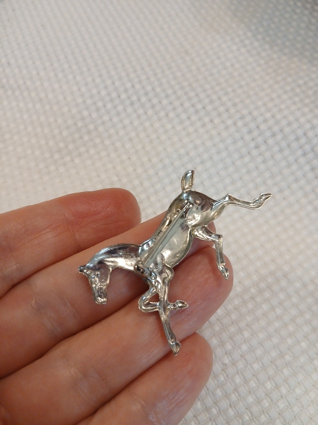 Vintage Beau Sterling Silver Horse Pin Brooch Equestrian Trotting Running 1.5″
