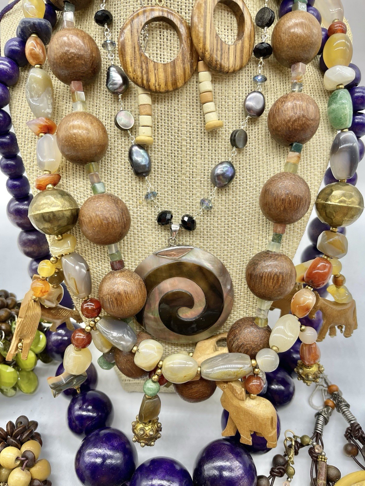 Jewelry Vtg To Mod Safari Boho Ethnic Stone Wood Animals ++ Pcs Lb Lot JL205
