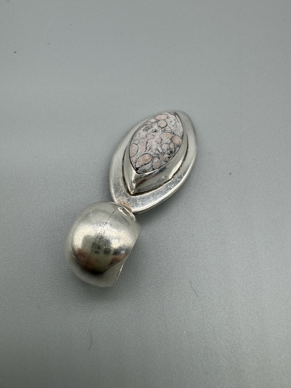 Vintage 925 Sterling Silver Mexico ATI Oval Crazy Lace Agate Amazing Pendant