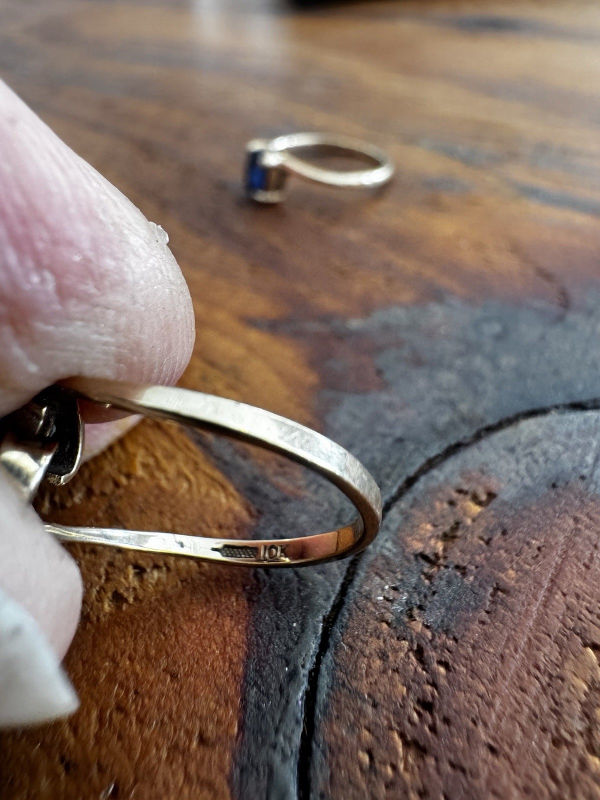 VTG 10K Yellow Gold Two Rings Toi et Moi Ruby Sapphire Ring Set sz 4.25 2.39 Gr