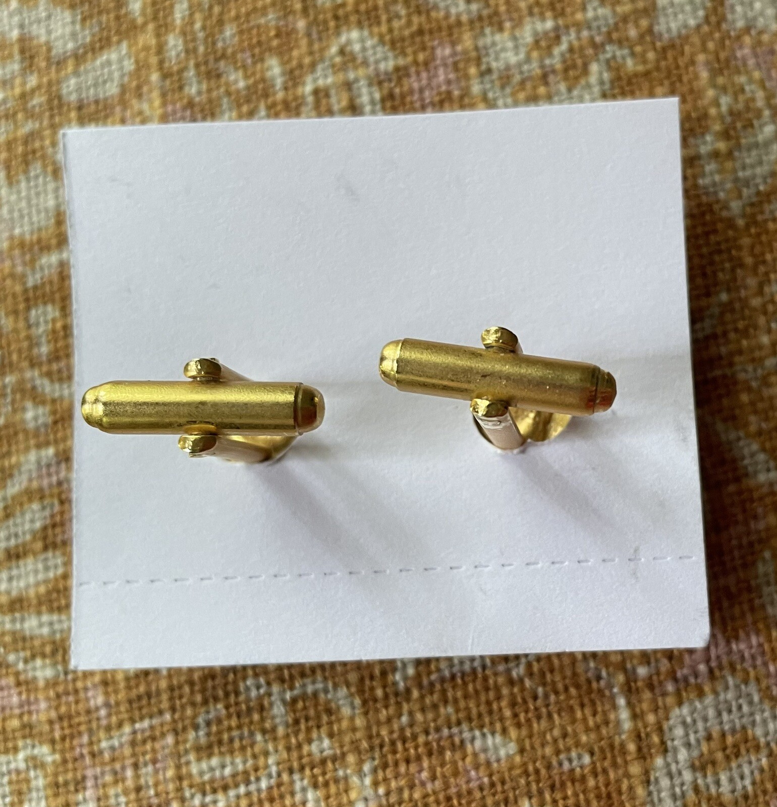 Gold Tone Cufflinks Womens Purse Handbag Shaped 3D About 1-inch Tall