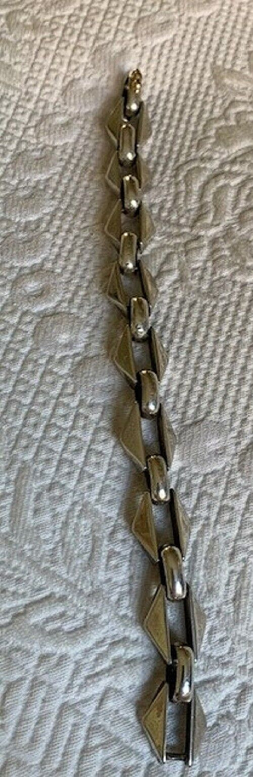 VINTAGE STERLING & GOLD FABULOUS HEAVY LINK BRACELET MAY BE NATIVE AMERICAN
