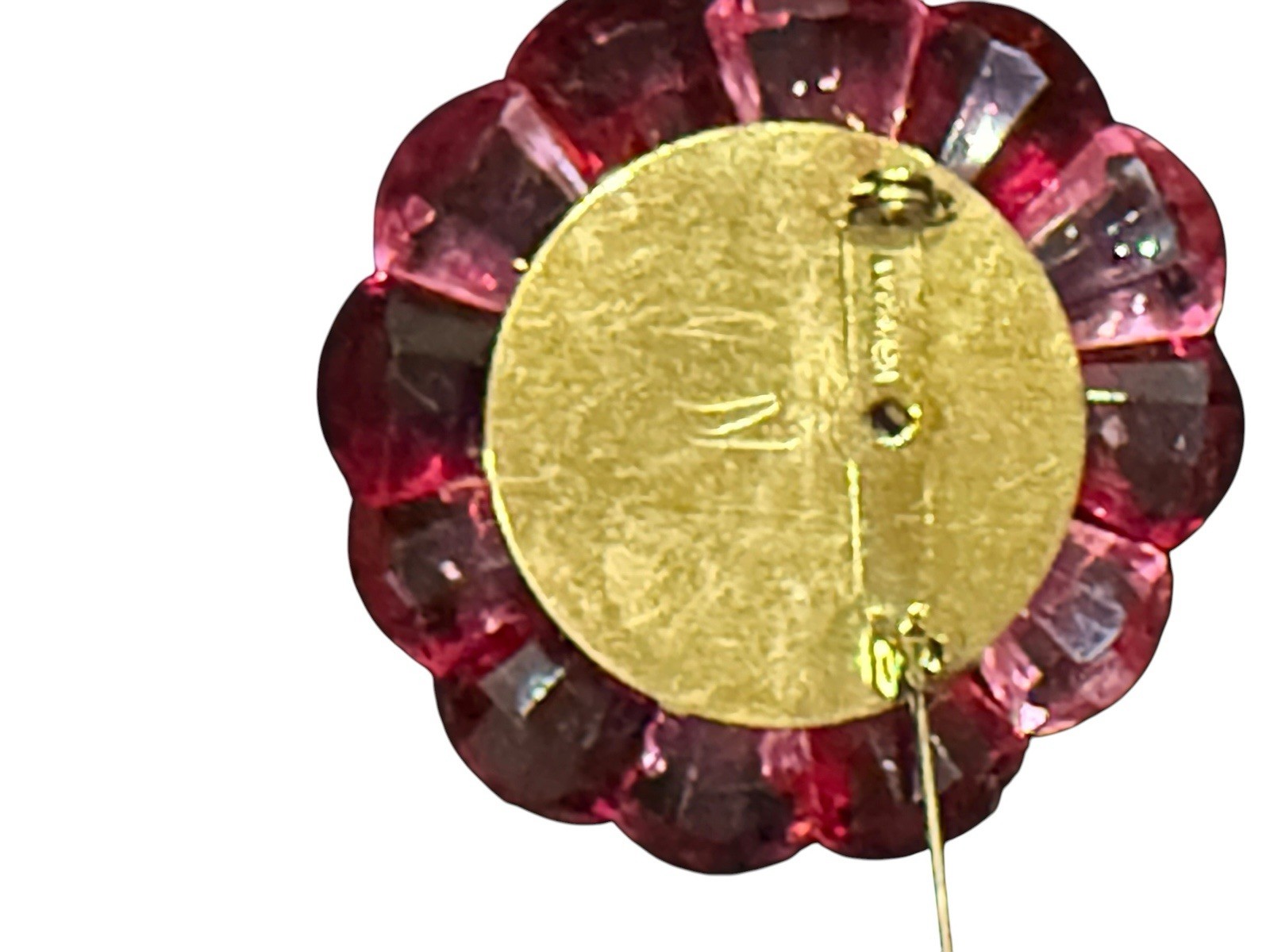 Signed Germany Pink, Red, Fuchsia Mid Century Vintage Lucite Flower Brooch