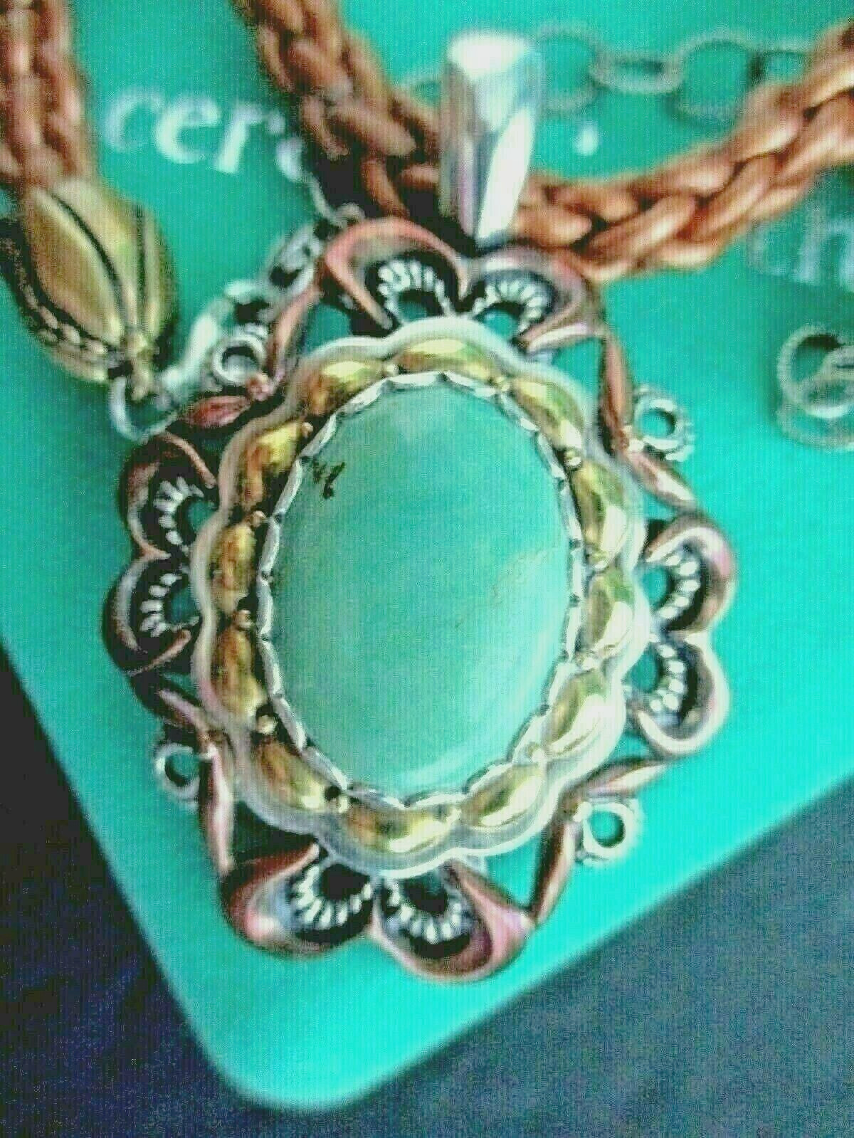 Carolyn Pollack Sincerely Radiance Large Turquoise Enhancer wi Cord Necklace NIB