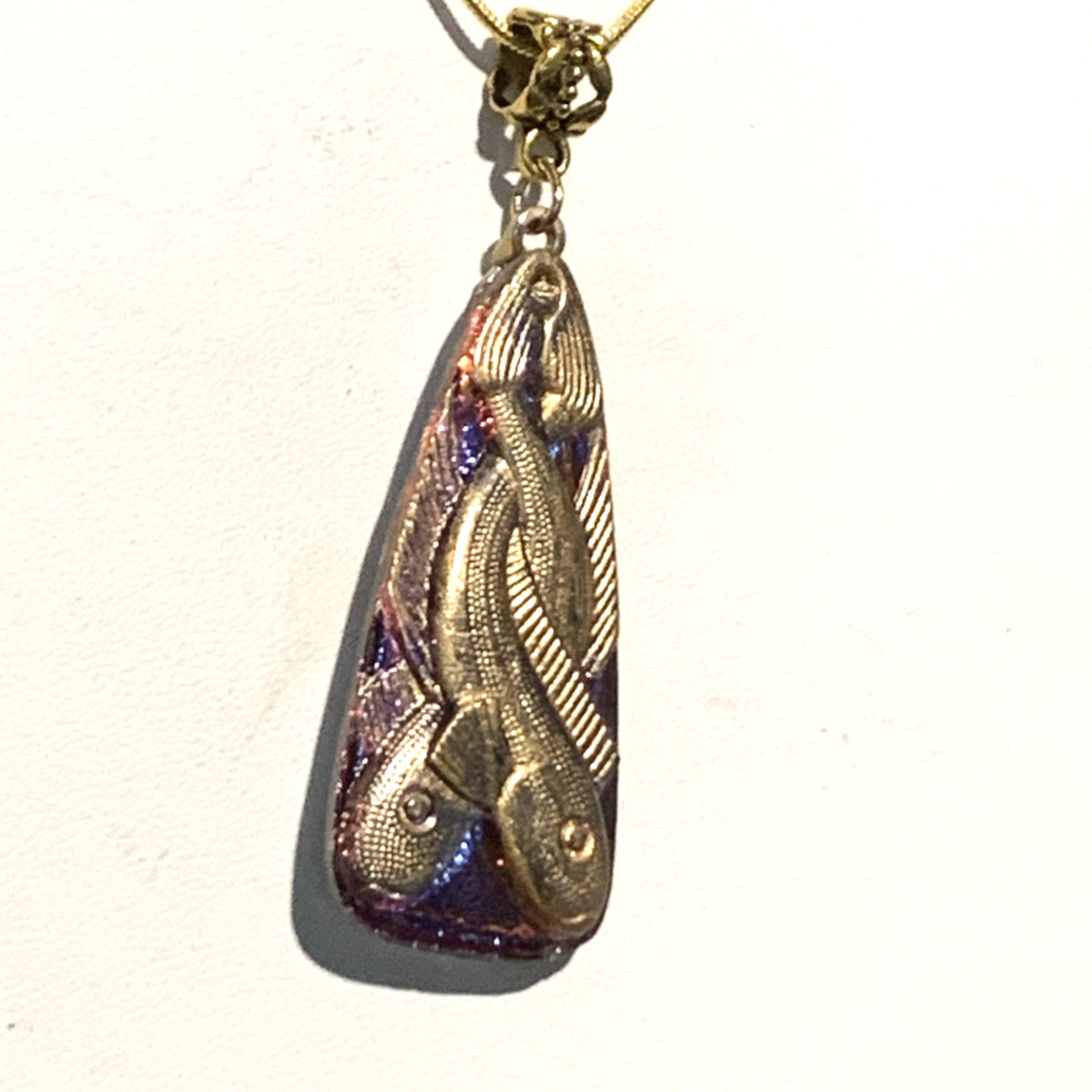 RARE-ANTIQUE EGYPT REVIVAL VIOLET/BLUE FLASH CZECH GLASS SERPENT NECKLACE.g#2NEW