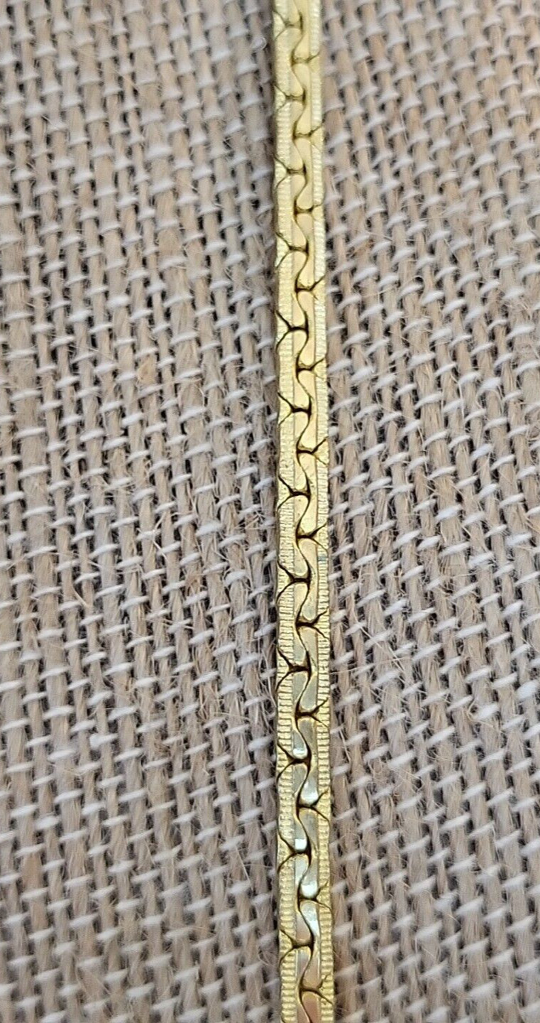 ESTATE GOLD PLATED FANCY FLAT LINK – LONG CHAIN NECKLACE – VINTAGE 30″ LONG