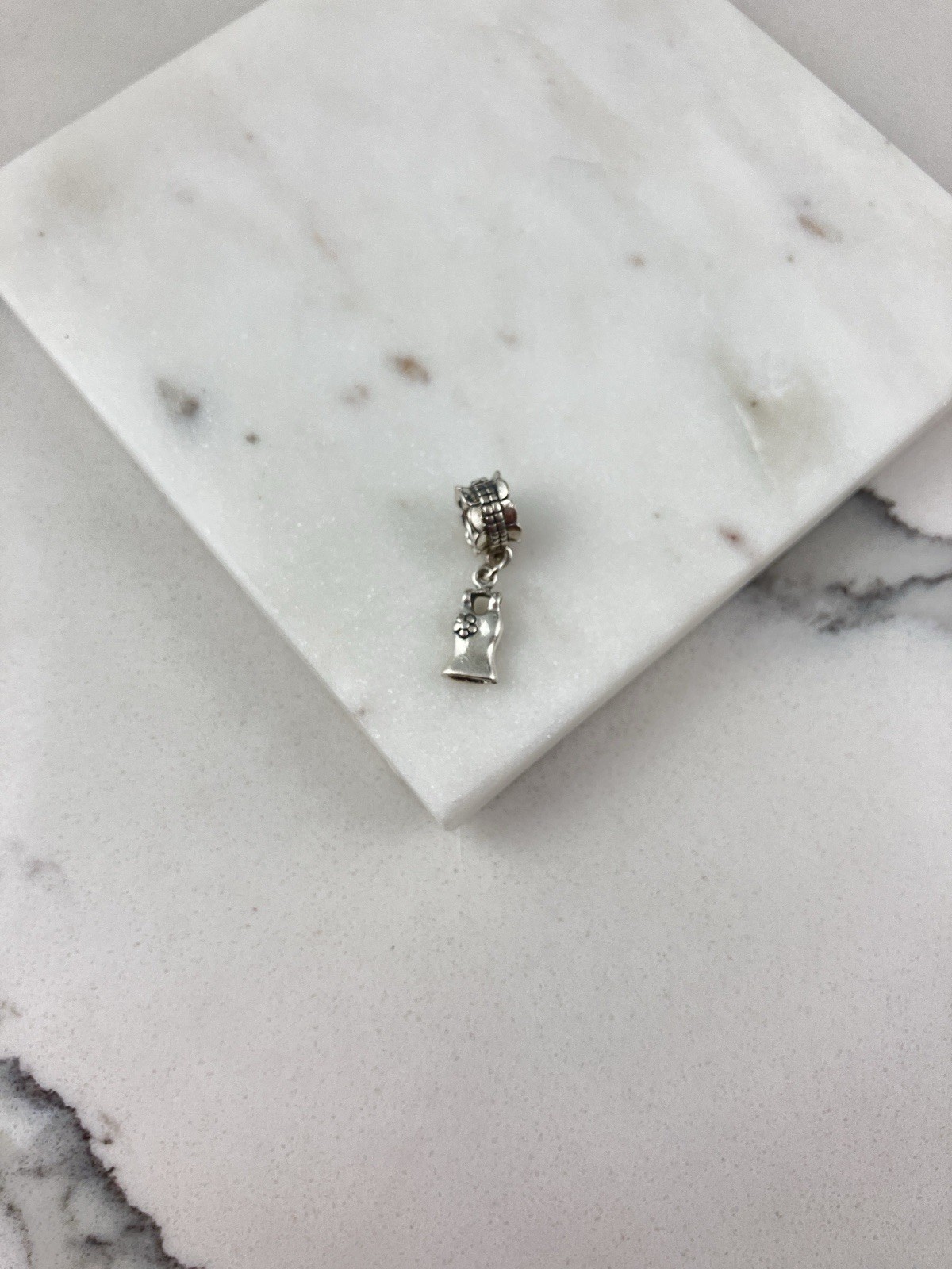 Vintage 925 Sterling Silver Dress Dangle European Slide Bead Charm