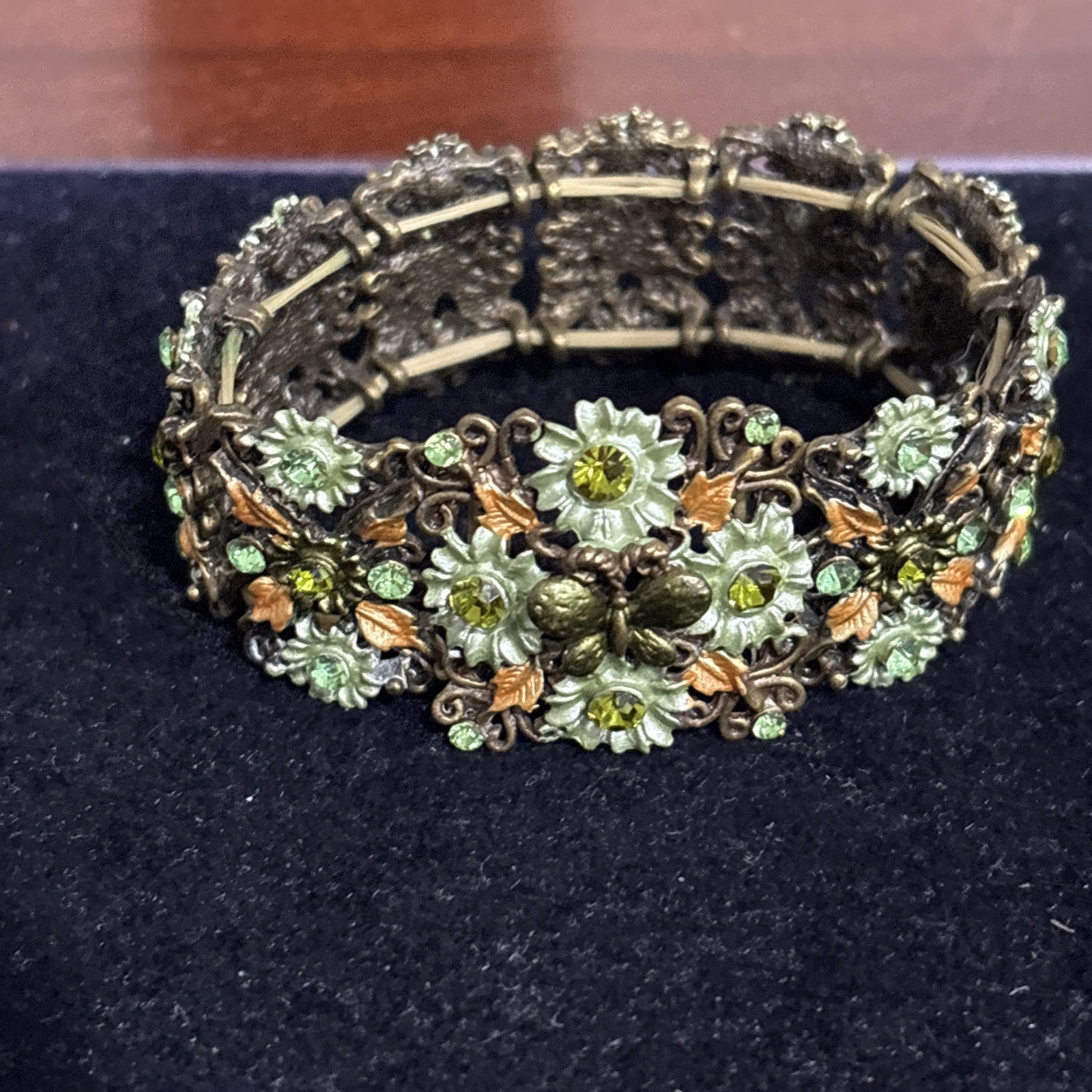 Vintage Victorian Revival Style Multi Link Butterfly Motif Costume Bracelet