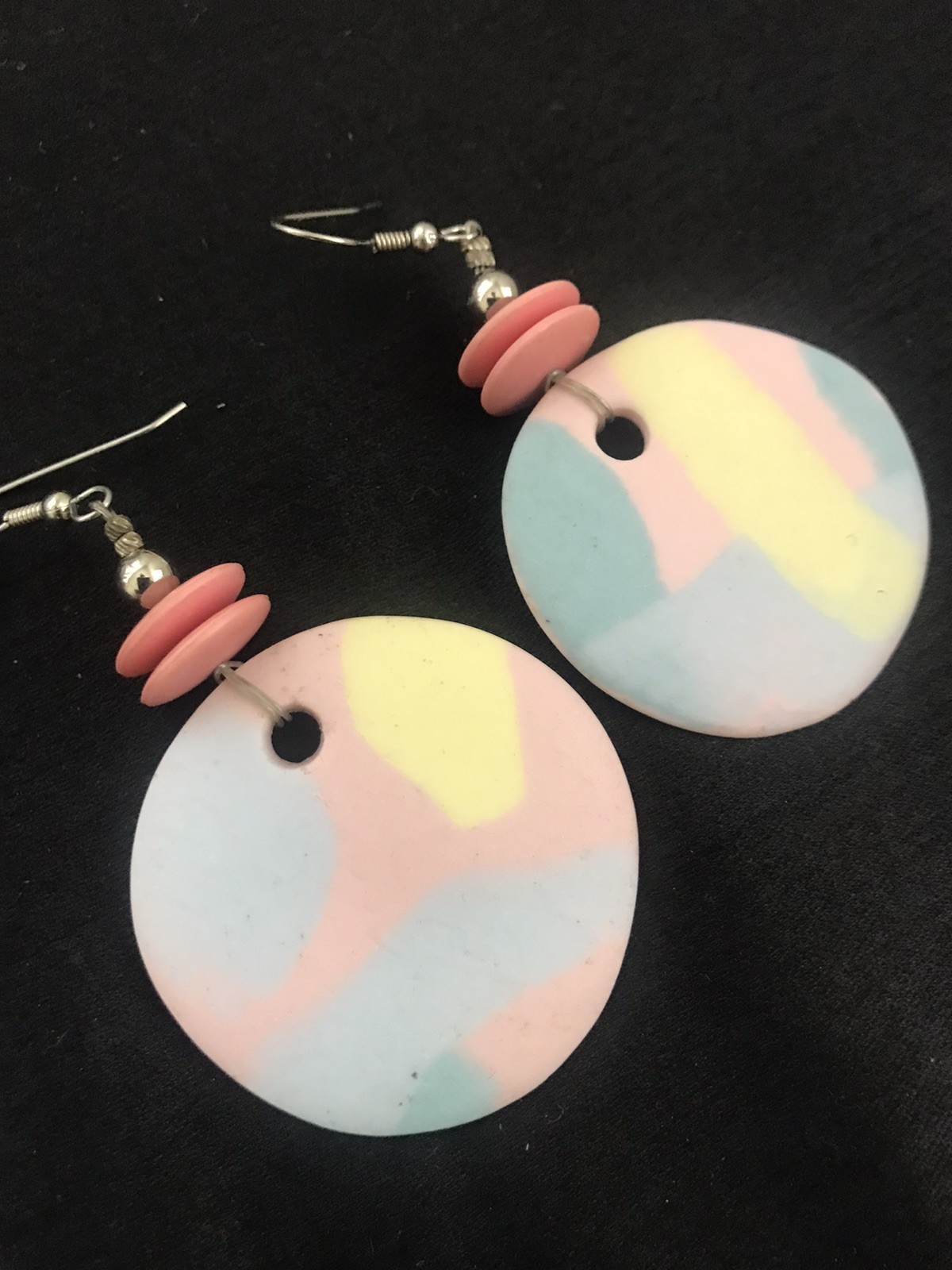 VTG 80’s Pierced Earrings Pink Blue Pastel Clay Contempo Casuals New Wave