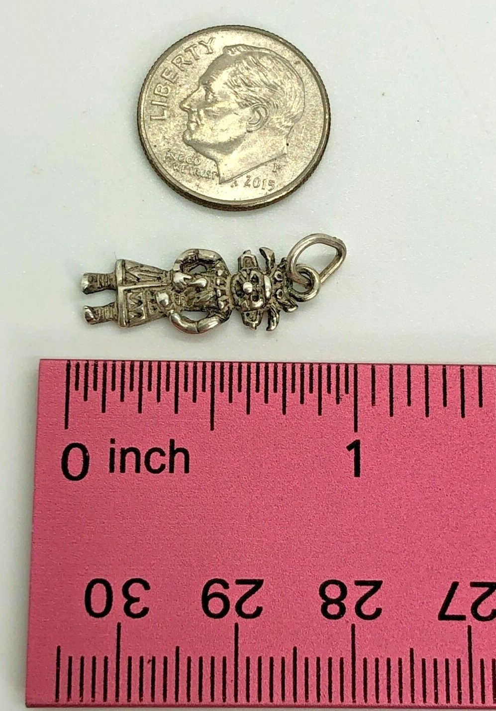 Vintage Sterling Silver 3D Detailed Aztec Person Pendant 1.3 Grams