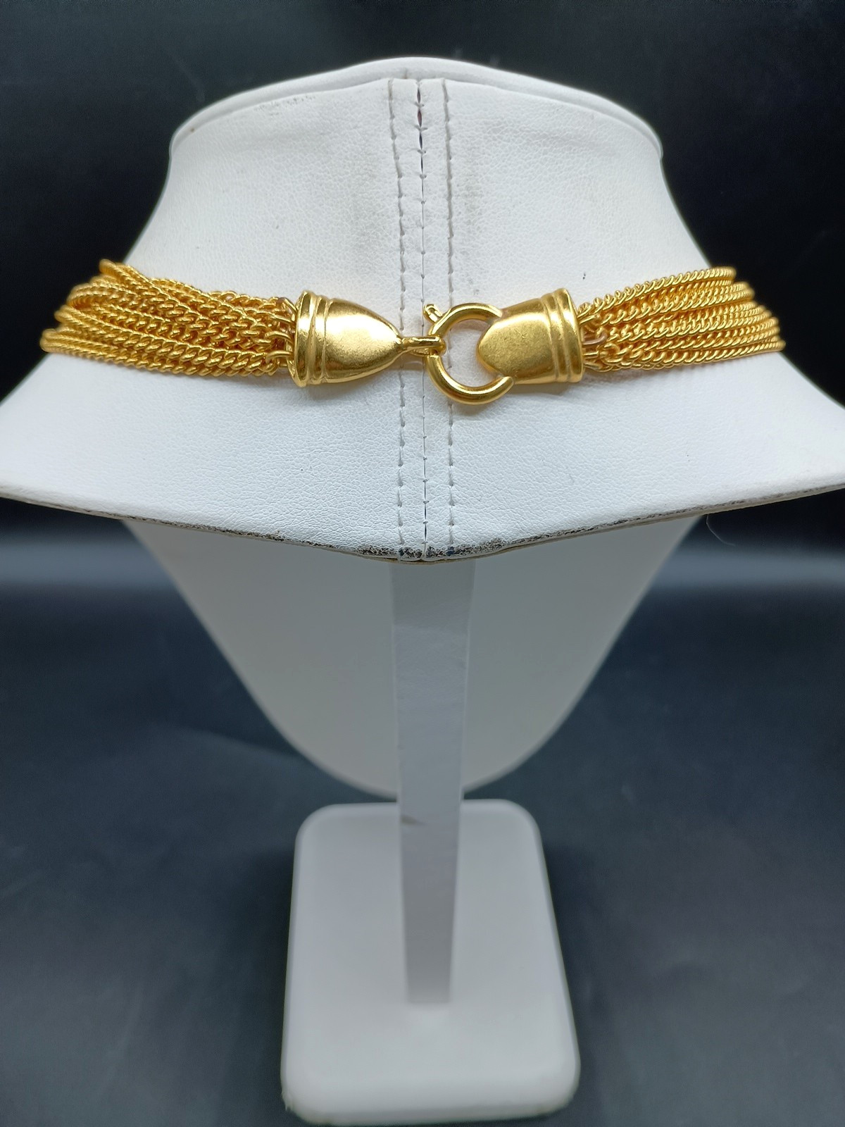 Vintage Gold Tone Collar Necklace Multi Strand Mesh Chain Choker 17″
