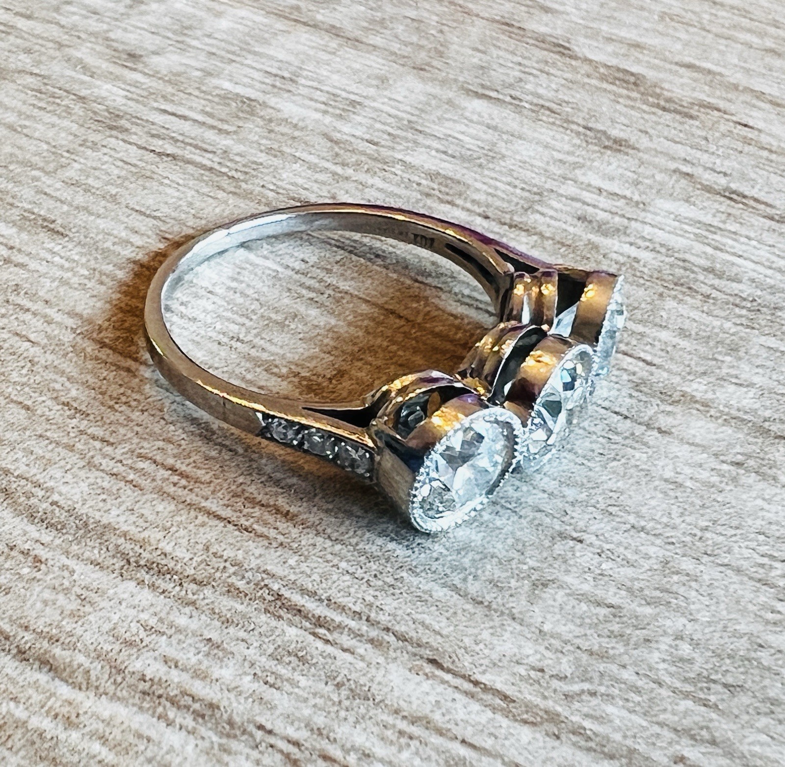 1920’s Antique Deco Old European Cut Diamond Platinum Bezel Milgrain Ring