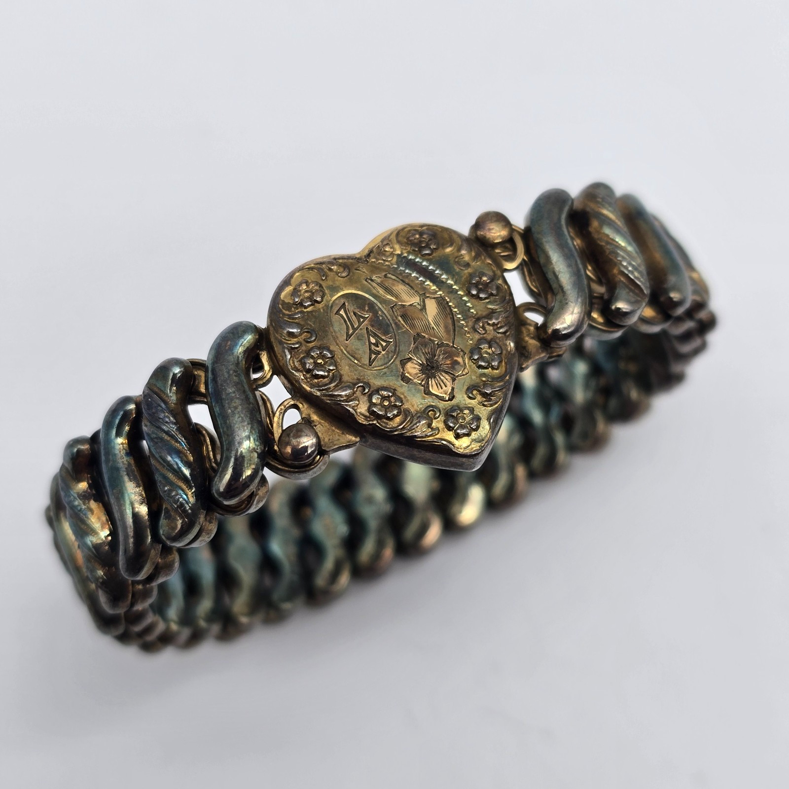 VTG Carmen Deluxe Sweetheart Floral Gold Filled Expanding Bracelet – LA Initials
