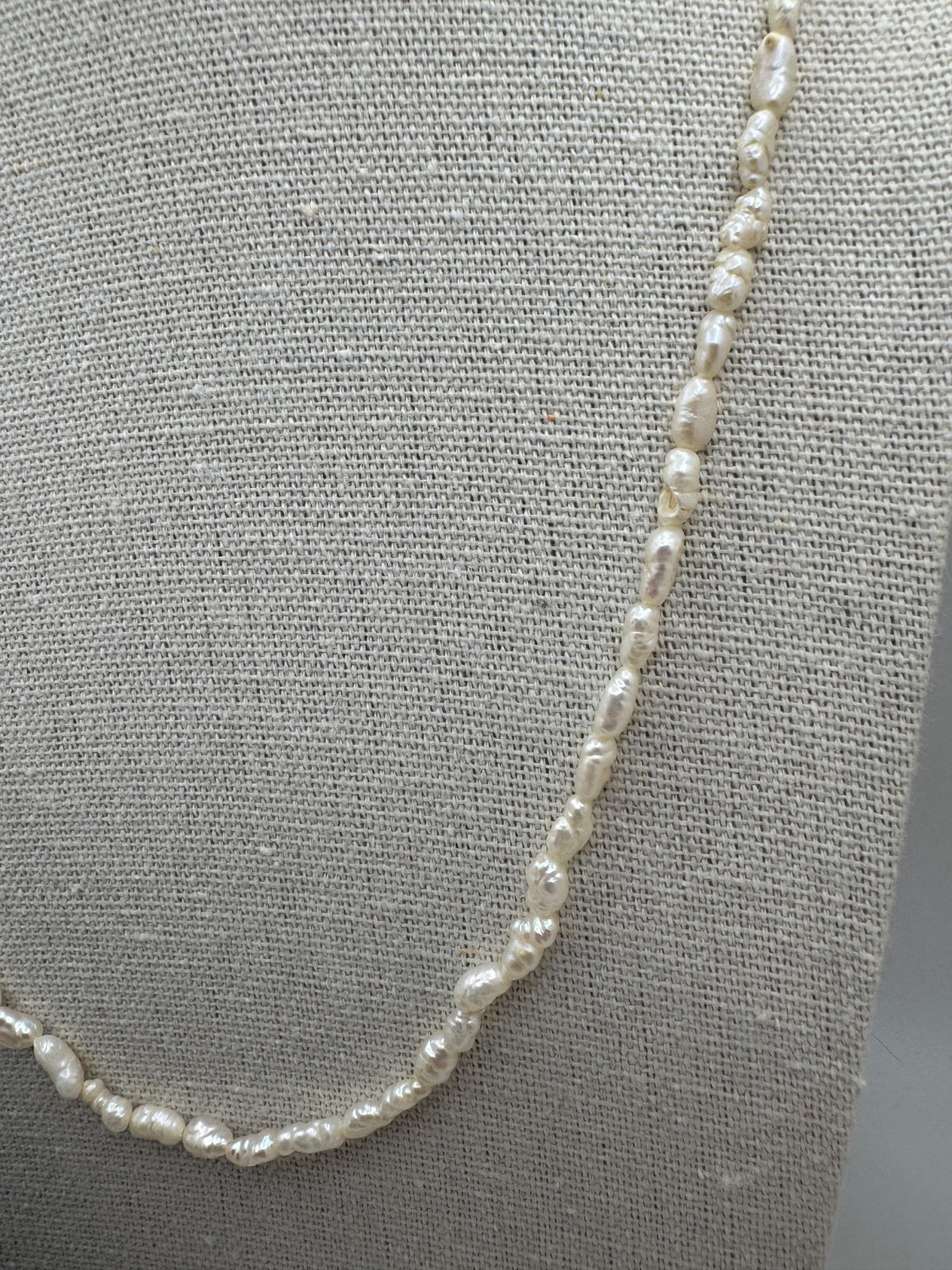 Vintage Rice Pearl Necklace Bracelet Set 20″ 8″ Gold Tone Fish Hook Clasp